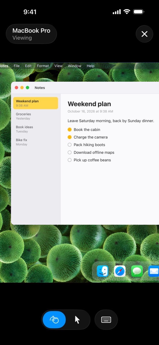 The same Mac's Notes window, zoomed in on iPhone